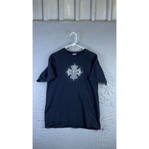Kings Island Graphic T-Shirt Mens M Black Good Short Sleeve Cross Flame Souvenir